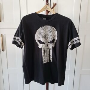 Marvel Shirt Mens 2XL Black The Punisher Skull Short Sleeve Tee